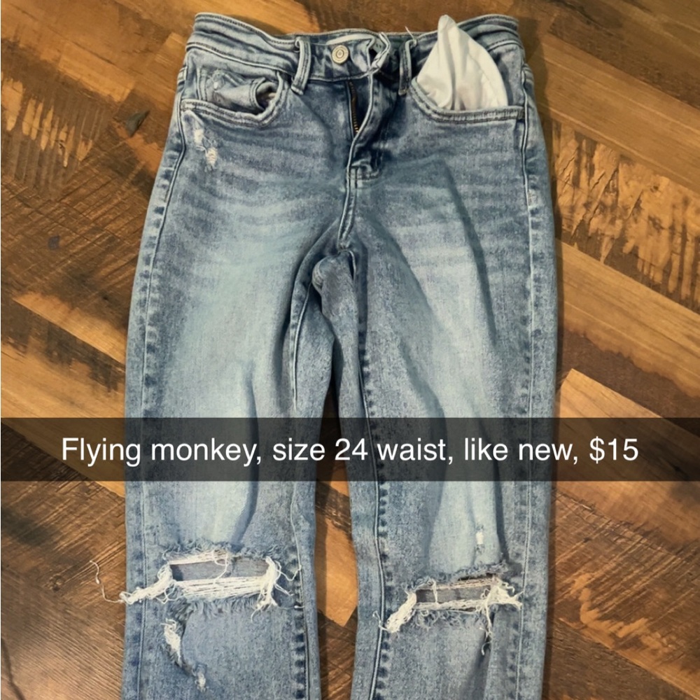 Flying Monkey Women's Light Blue Ripped Skinny Jeans